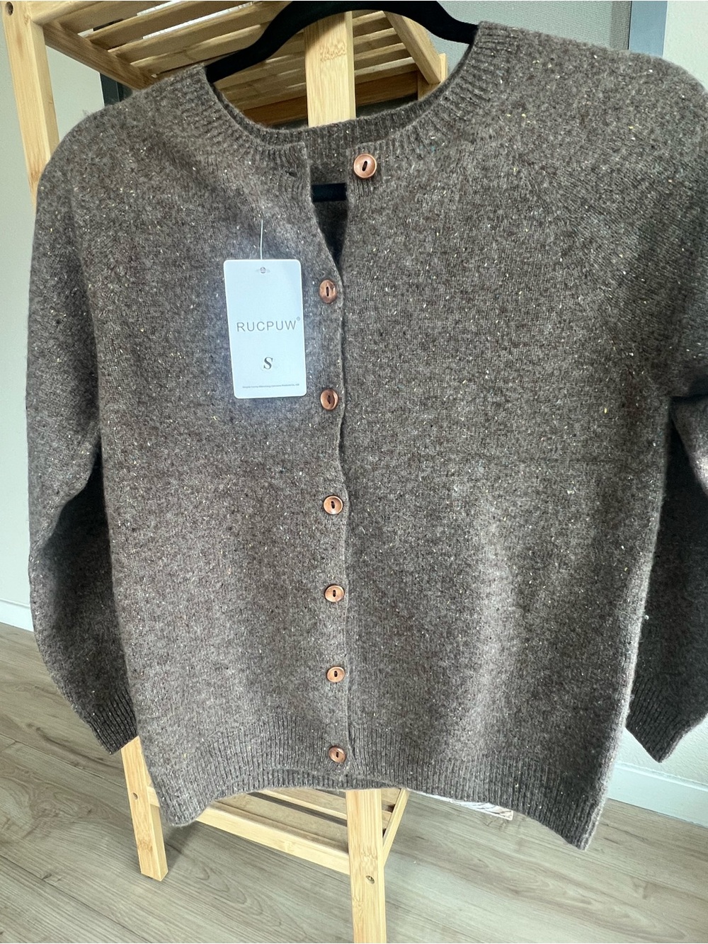 Rucpuw Brown Knit Button-Front Women's Sweater